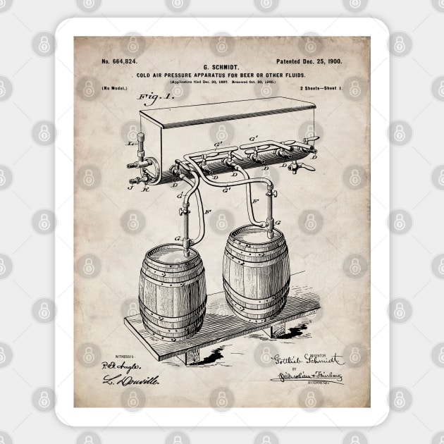 Beer Keg Patent - Home Brewer Craft Beer Art - Antique Sticker by patentpress